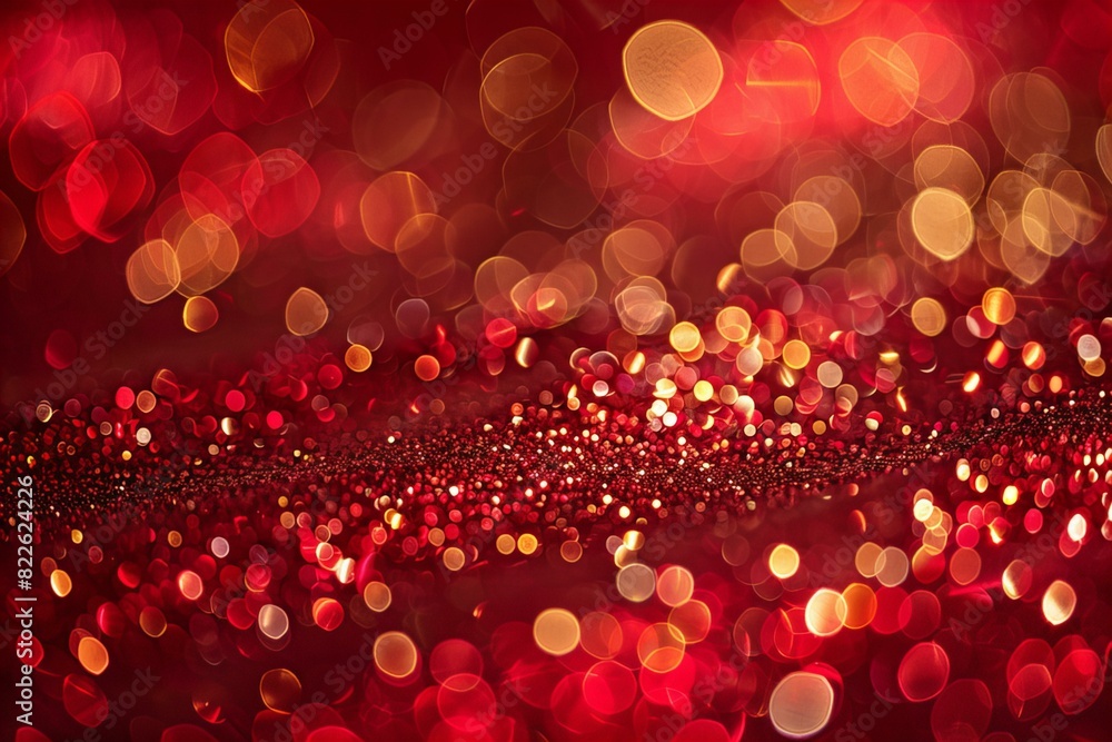 A festive red and gold background with twinkling lights A festive red and gold background with twinkling lights