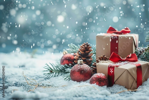 Red ribbon adorned gift box