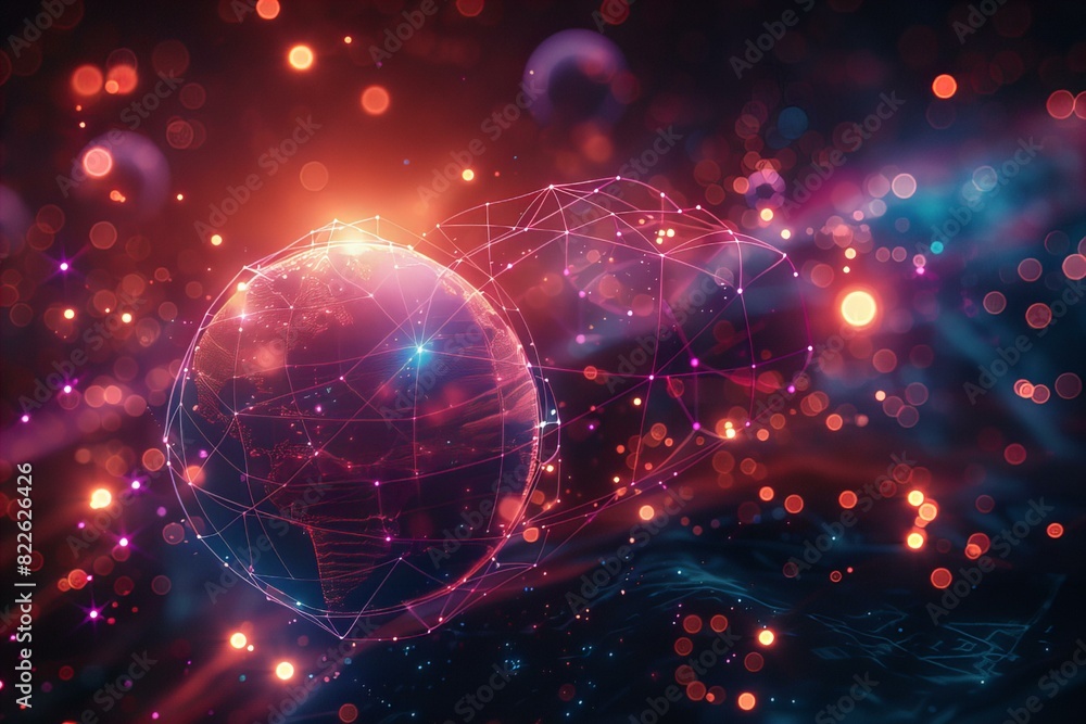 Networked sphere with dots and lines Networked sphere with dots and lines