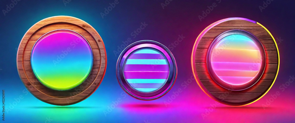 Empty Wooden Signboard with Combination of Natural Wood and Futuristic Neon Illumination. Ideal for various design needs, including signage, decoration, and other graphic elements. Empty Wooden Signboard with Combination of Natural Wood and Futuristic Neon Illumination. Ideal for various design needs, including signage, decoration, and other graphic elements.