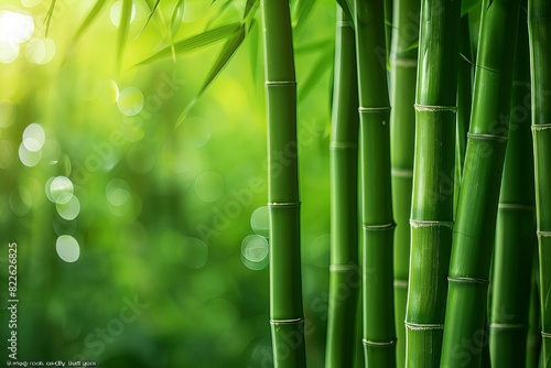 Sunlight filtering through lush bamboo grove