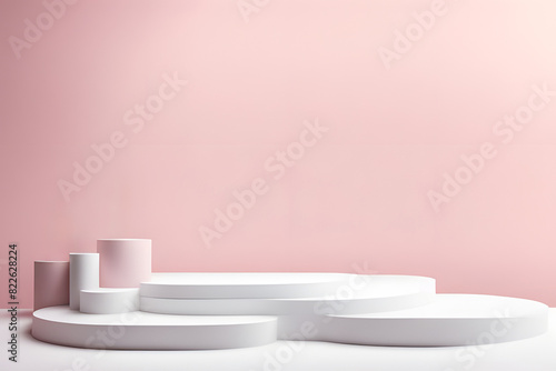 Wallpaper Mural pink round oval circle 3d product podium placement, copy space, template mock-up beauty food advertisement, minimalistic pastel neutral color romantic cute woman girly Torontodigital.ca