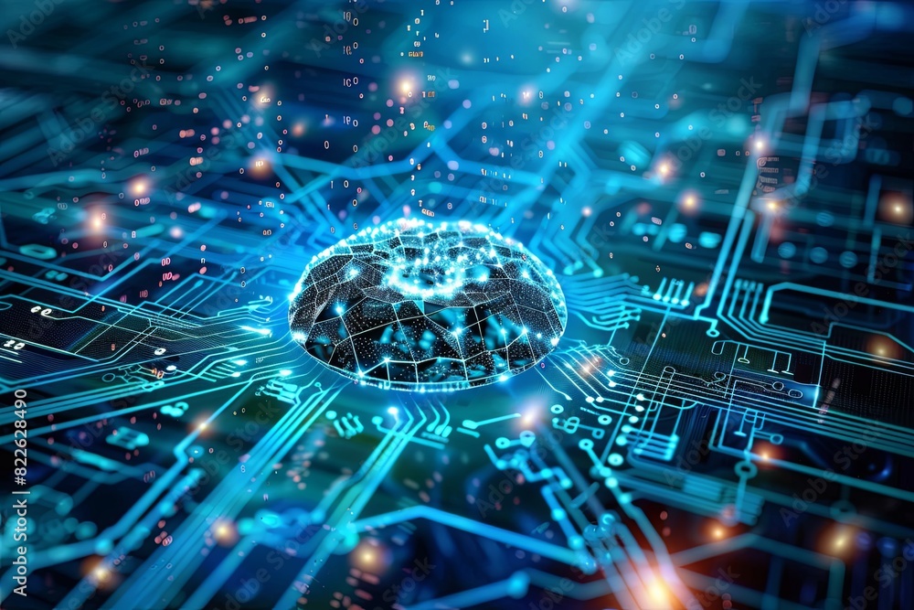 Fototapeta premium Nanotechnology in Electronics and Medicine, High-tech Background