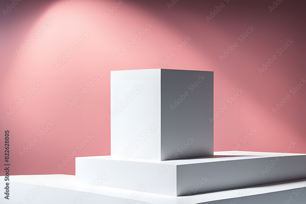 Minimalist white podium pink background empty cube square display mockup modern design blank copy space advertisement light 3d render visual Minimalist white podium pink background empty cube square display mockup modern design blank copy space advertisement light 3d render visual