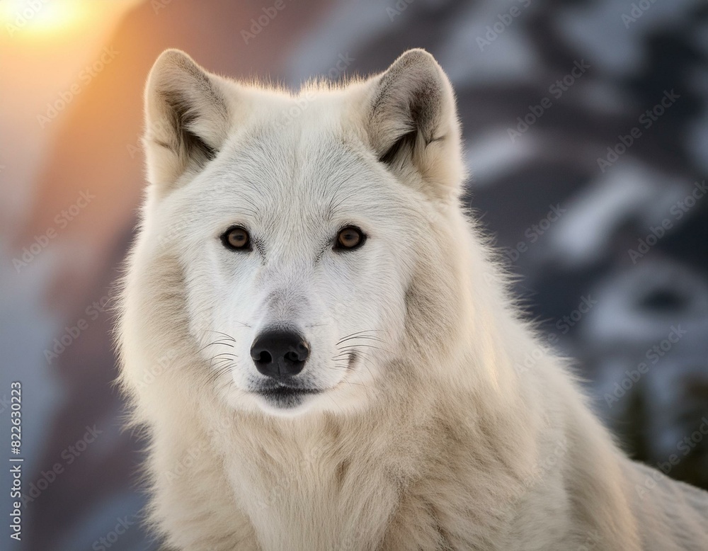 photograph of an Arctic wolf in its natural habitat