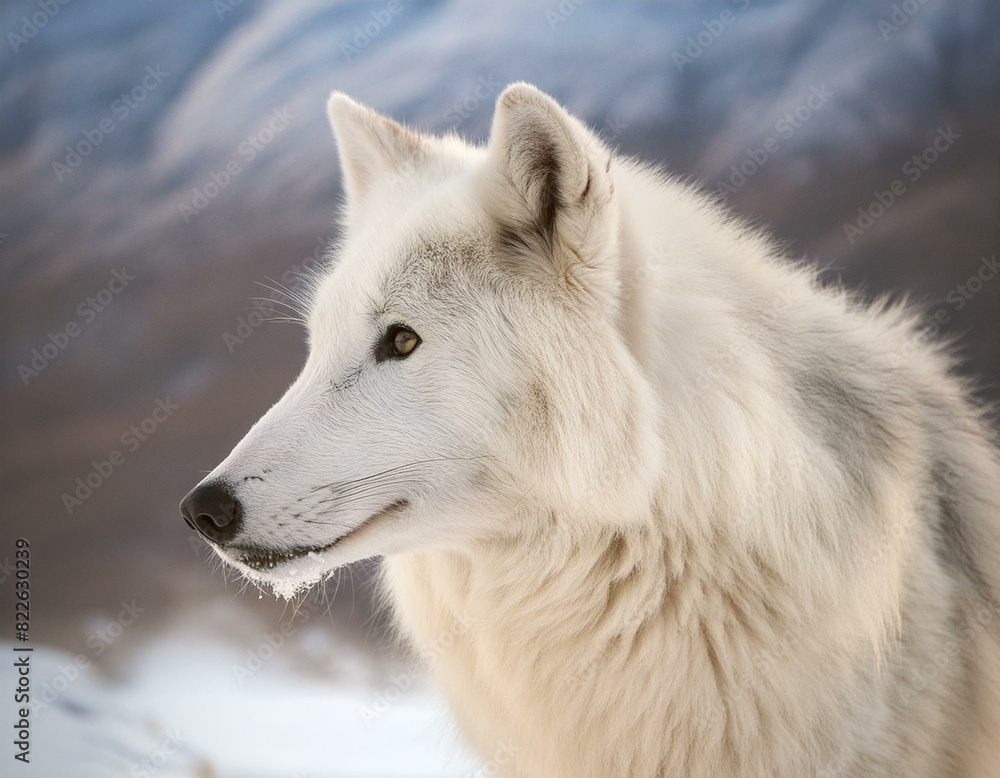 photograph of an Arctic wolf in its natural habitat