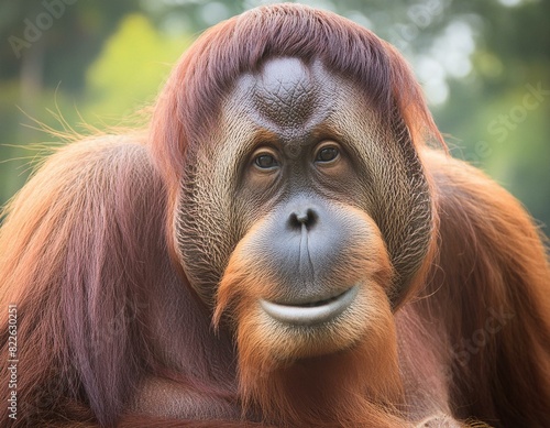 photograph of a Sumatran orangutan in its natural habitat photo