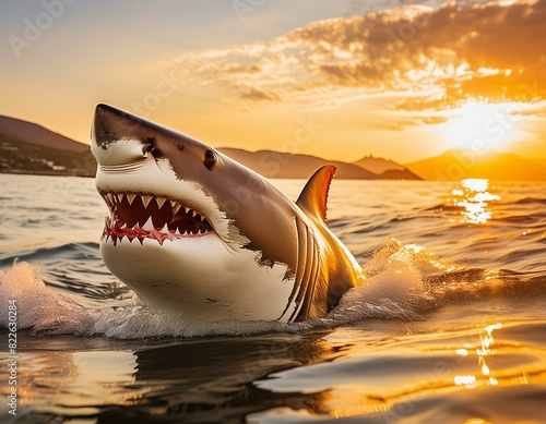 photograph of a great white shark in the ocean