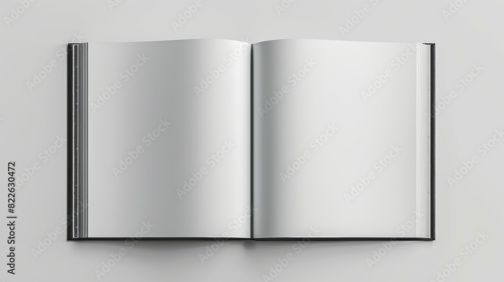 A book is open to a blank page, mockup A book is open to a blank page, mockup
