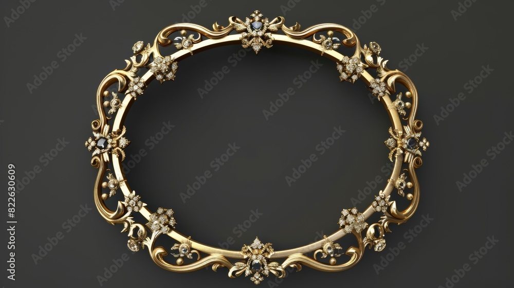 A gold and black framed piece of jewelry A gold and black framed piece of jewelry