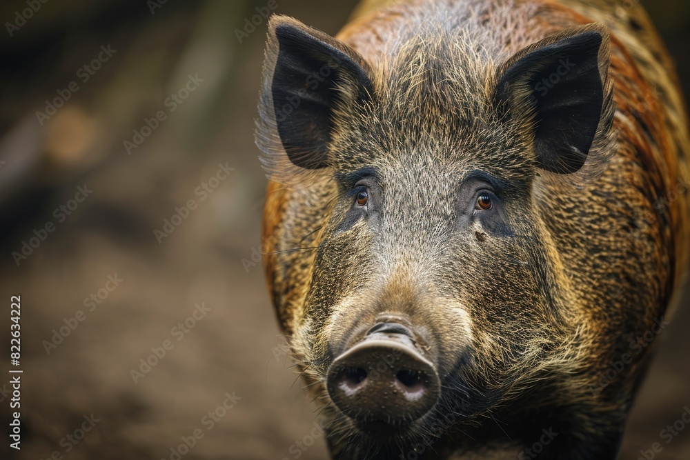 Mystic portrait of Indian Wild Boar studio, copy space on right side, Anger, Menacing, Headshot, Close-up View Mystic portrait of Indian Wild Boar studio, copy space on right side, Anger, Menacing, Headshot, Close-up View