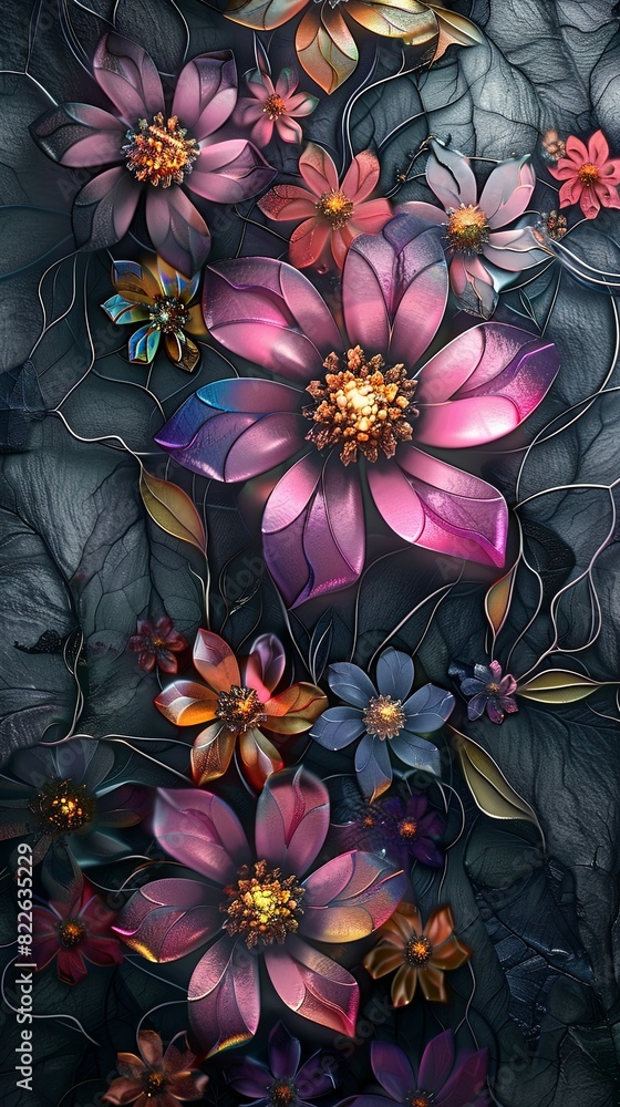 A colorful flower arrangement with a variety of colors and shapes A colorful flower arrangement with a variety of colors and shapes