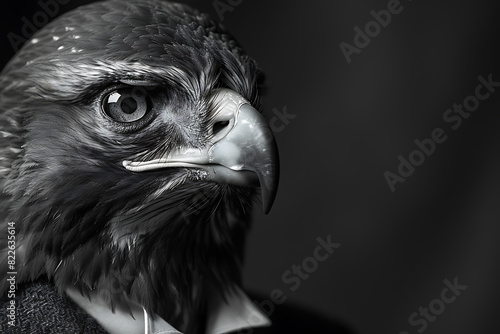 Surrealistic Hawk in Formal Attire for Commercial Applications