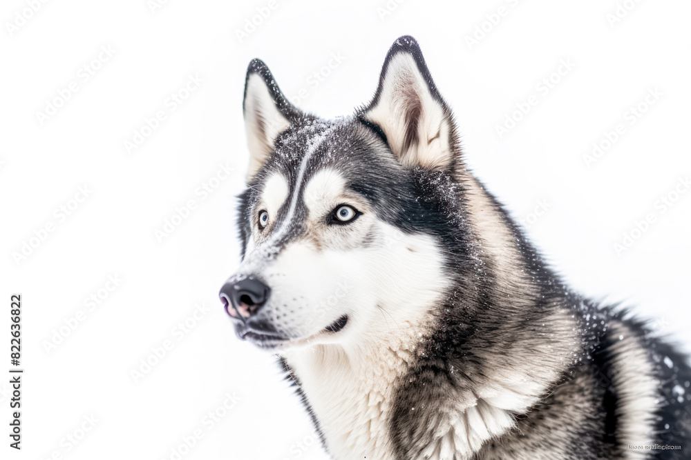 Husky in studio setting against white backdrop, showcasing their playful and charming personalities in professional photoshoot. Husky in studio setting against white backdrop, showcasing their playful and charming personalities in professional photoshoot.