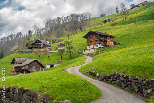 Spiringen Village view in Switzerland photo