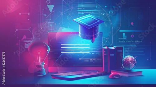 Education internet online digital technology concept. E-learning education, online internet course lessons. consulting, e-learning concept background. Banner