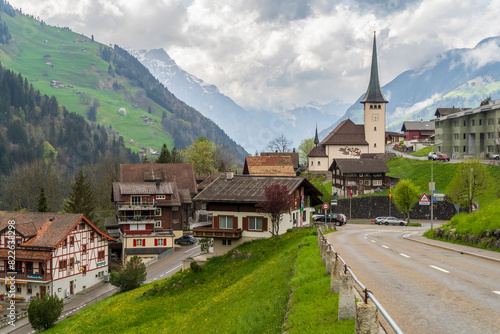 Spiringen Village view in Switzerland photo