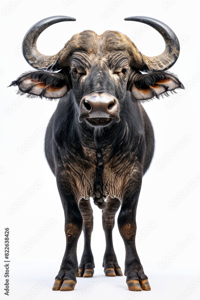 the African Buffalo with copy space on right Isolated on white background the African Buffalo with copy space on right Isolated on white background