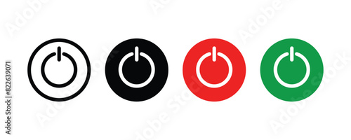 Set of Turn on the switches symbol. Power start icons. Vector Illustration.