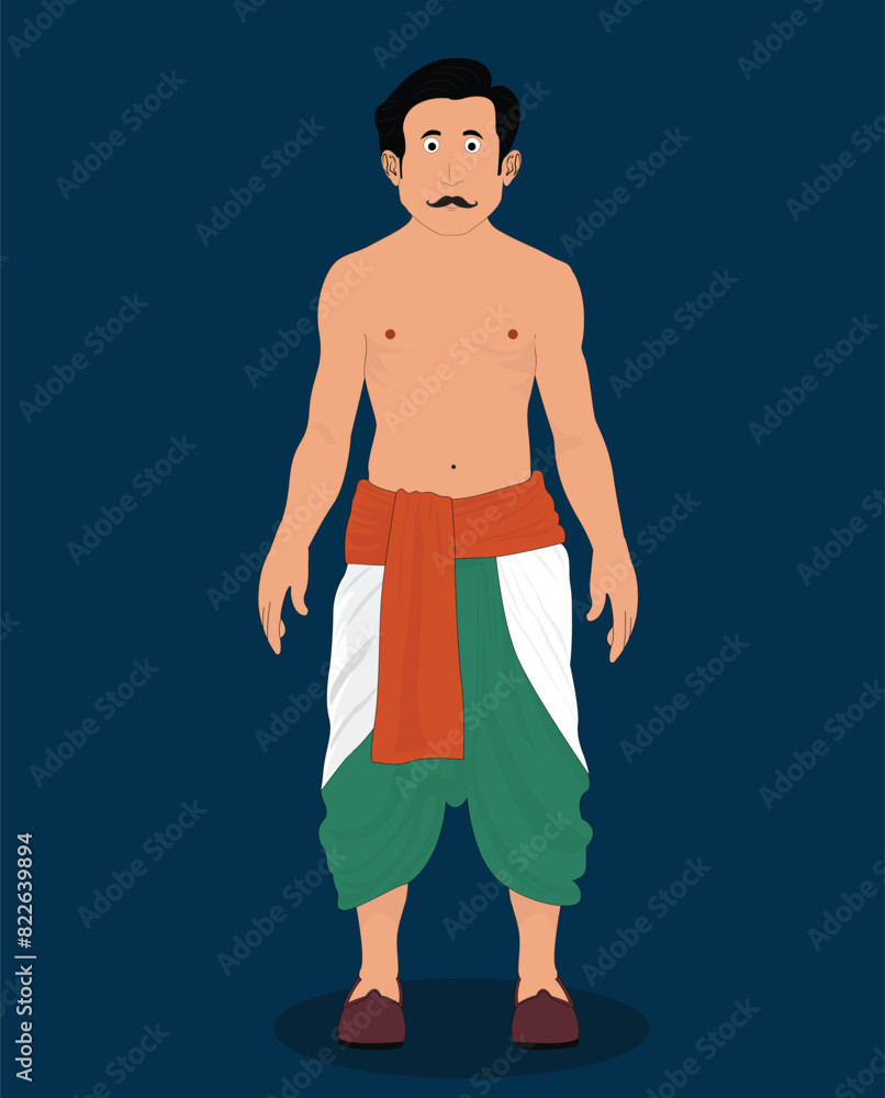 Fototapeta premium Indian village man cartoon character design