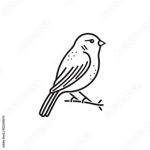 Finch in cartoon, doodle style . Image for t-shirt, web, mobile apps and ui. Isolated 2d vector illustration in logo, icon, sketch style, Eps 10, black and white. AI Generative