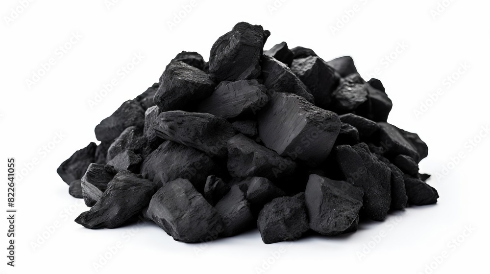 A pile of black rocks on a white background A pile of black rocks on a white background