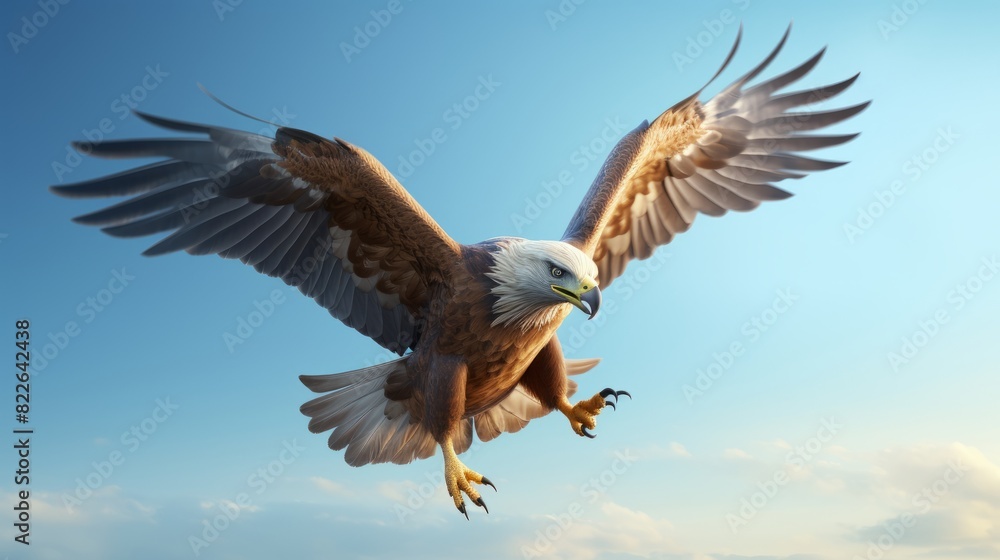 Obraz premium Flying eagle on a blue sky background