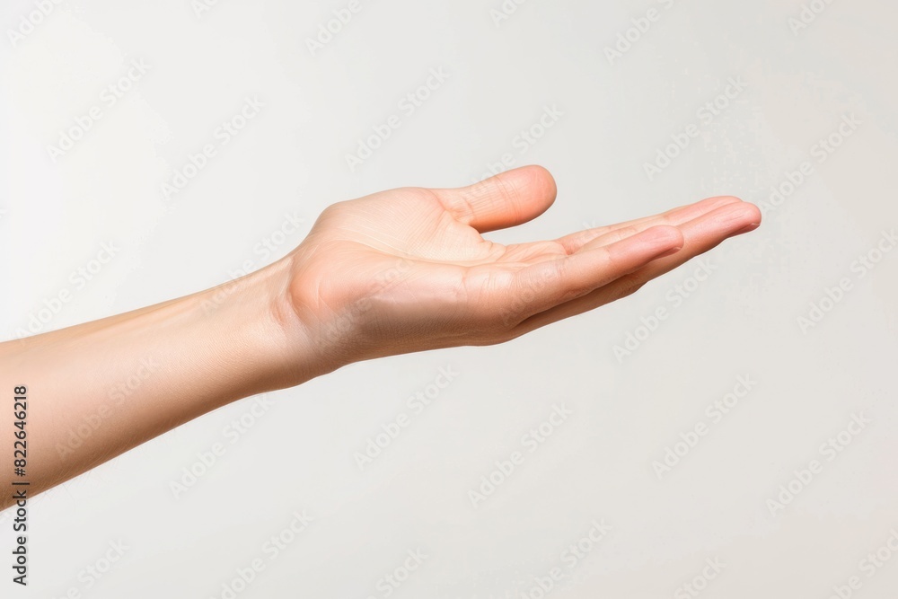 Hand Product. Elegant Woman Hand Showing Empty Palm Up in Isolated Background Hand Product. Elegant Woman Hand Showing Empty Palm Up in Isolated Background