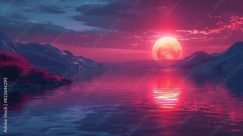 Serene Sunrise-Sunset Scene on a Blank Canvas Serene Sunrise-Sunset Scene on a Blank Canvas
