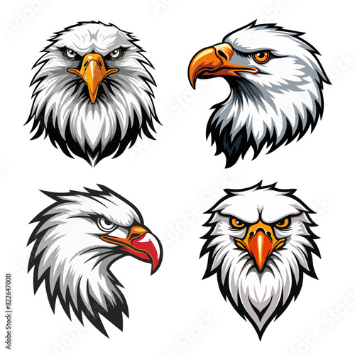  Set of bald eagle heads logo sygnet symbol element