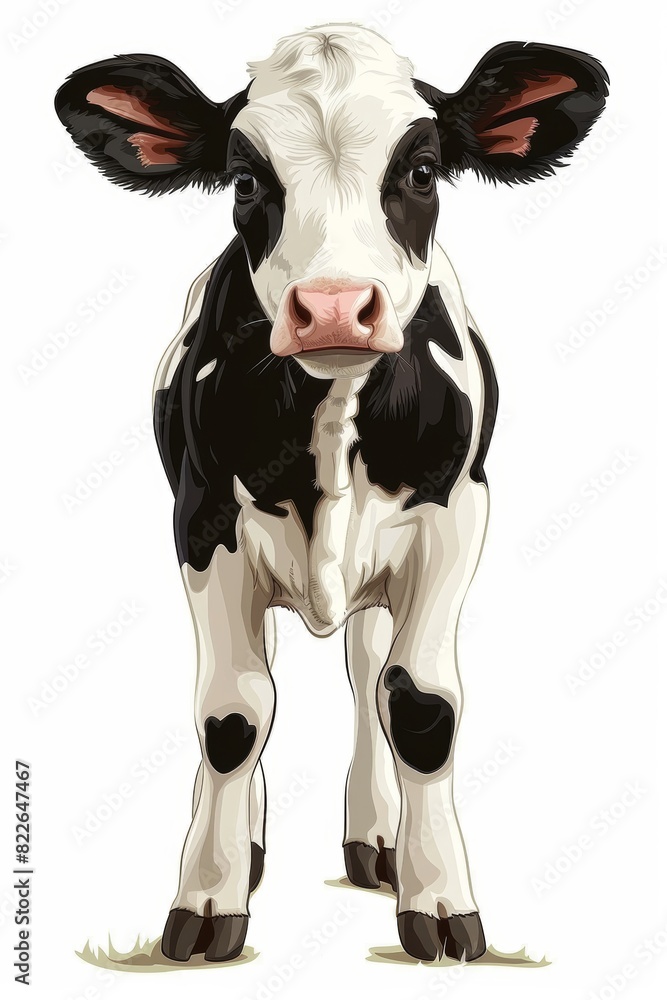 Sweet and adorable young calf standing on white background, charming farm animal photography Sweet and adorable young calf standing on white background, charming farm animal photography