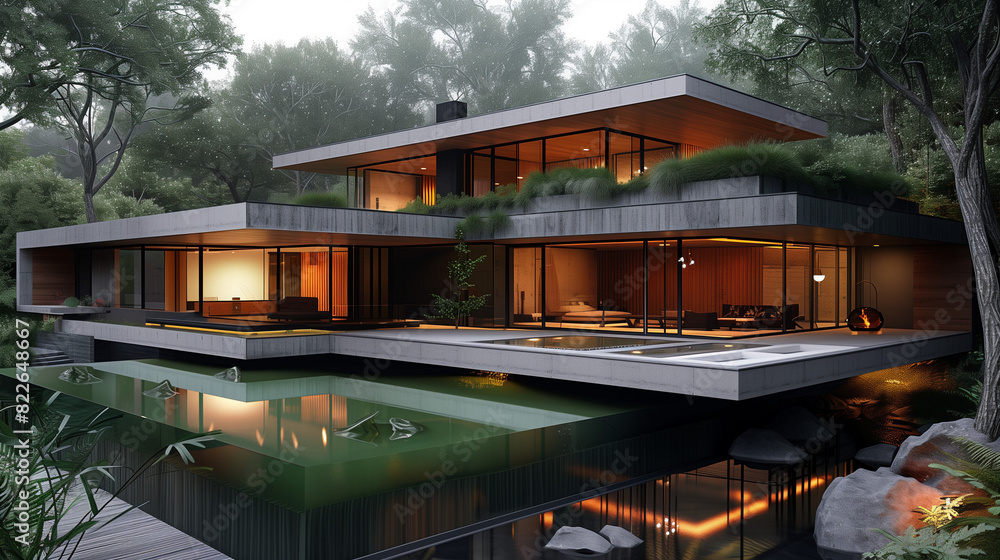 21st-Century Minimalist Concrete and Glass House:. Image showcasing the sleek and minimalist design of the house with concrete and glass elements. 21st-Century Minimalist Concrete and Glass House:. Image showcasing the sleek and minimalist design of the house with concrete and glass elements.