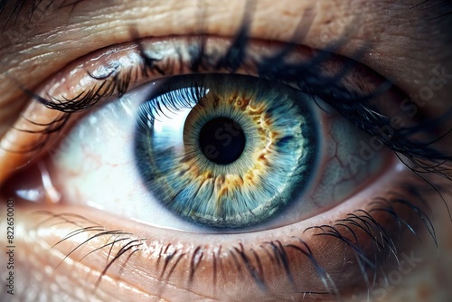 Close Up of a Persons Blue Eye. Generative AI