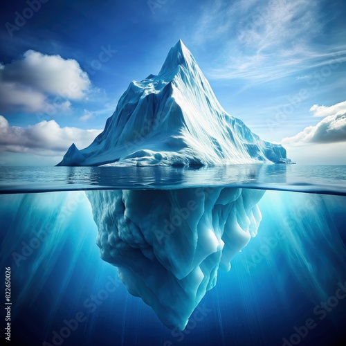 Large Iceberg Floating in the Ocean. Generative AI
