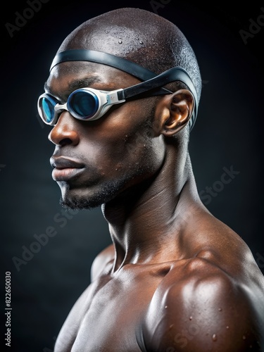 African Male Athlete Wearing Goggles. Generative AI