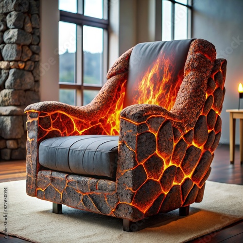 Chair With Fire Pattern. Generative AI