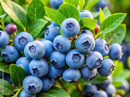 Cluster of Blueberries Growing on a Tree. Generative AI