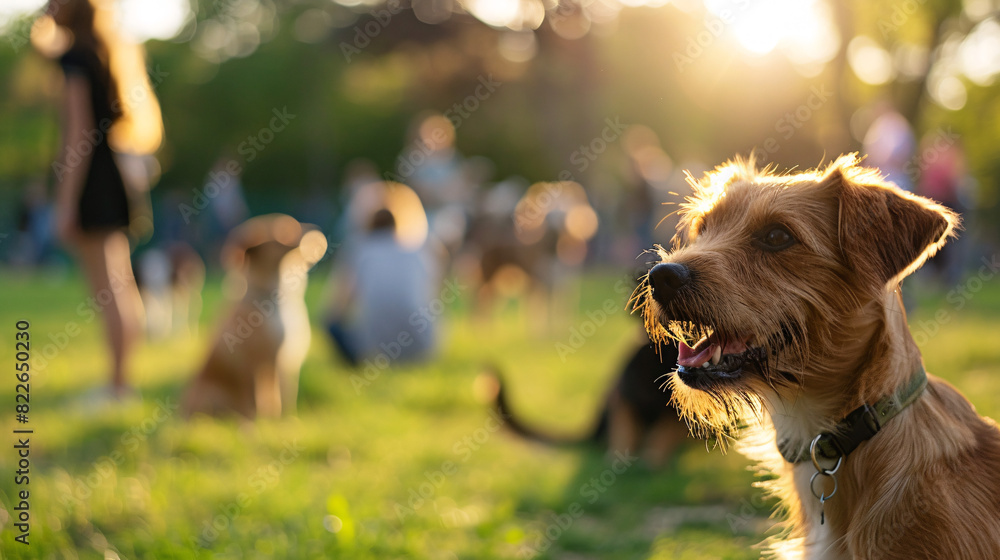 custom made wallpaper toronto digitalHappy dog in the park. A happy dog enjoying a sunny day at the park, surrounded by other dogs and people.
