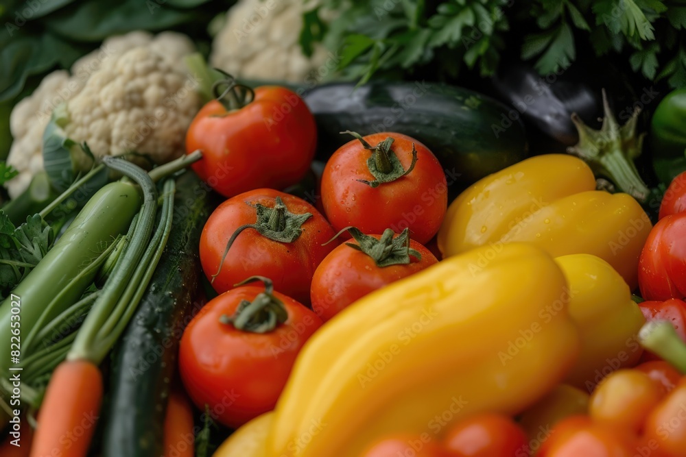 Close Up Vegetables. Fresh and Healthy Raw Vegetable Background