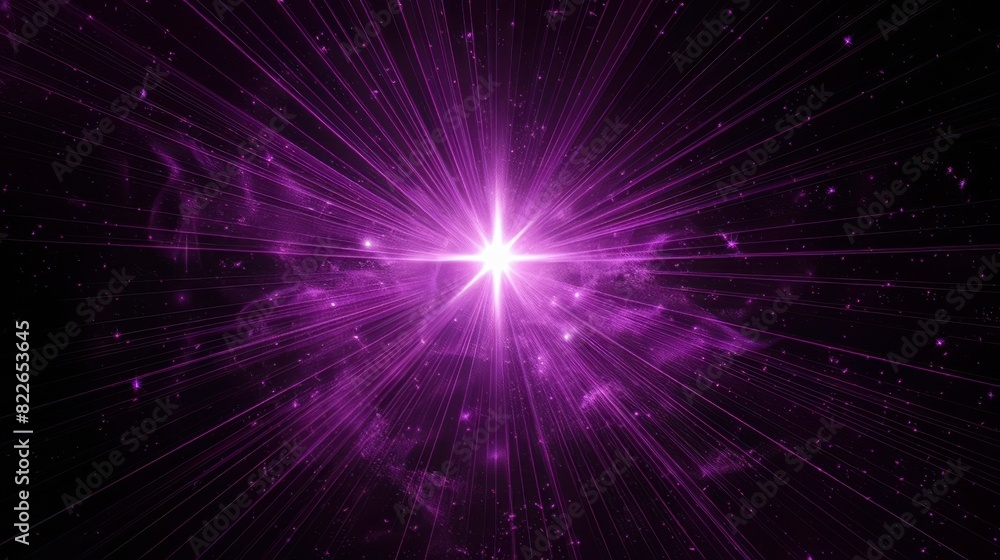 A bright purple starburst effect on a black background