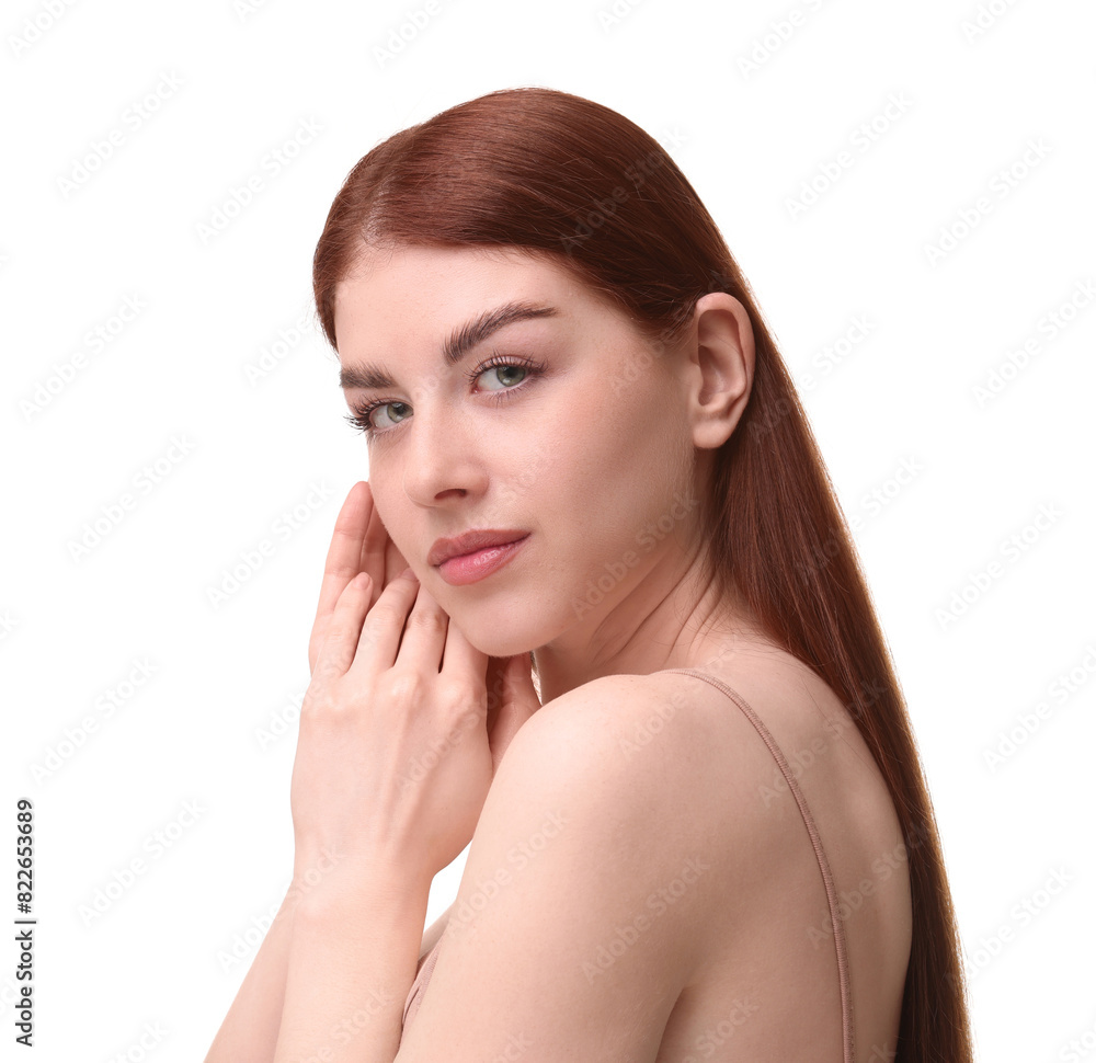 Portrait of beautiful woman on white background Portrait of beautiful woman on white background