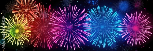Fireworks Display. Colorful Abstract Celebration at Night for New Year Holiday