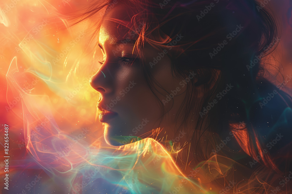 A radiant halo of colors encircling a person, reminiscent of a rainbow's embrace. Concept of diversity and inclusion. Generative Ai. A radiant halo of colors encircling a person, reminiscent of a rainbow's embrace. Concept of diversity and inclusion. Generative Ai.