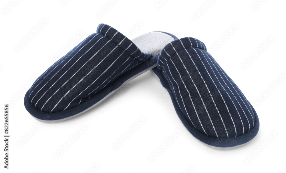 Pair of striped slippers isolated on white Pair of striped slippers isolated on white