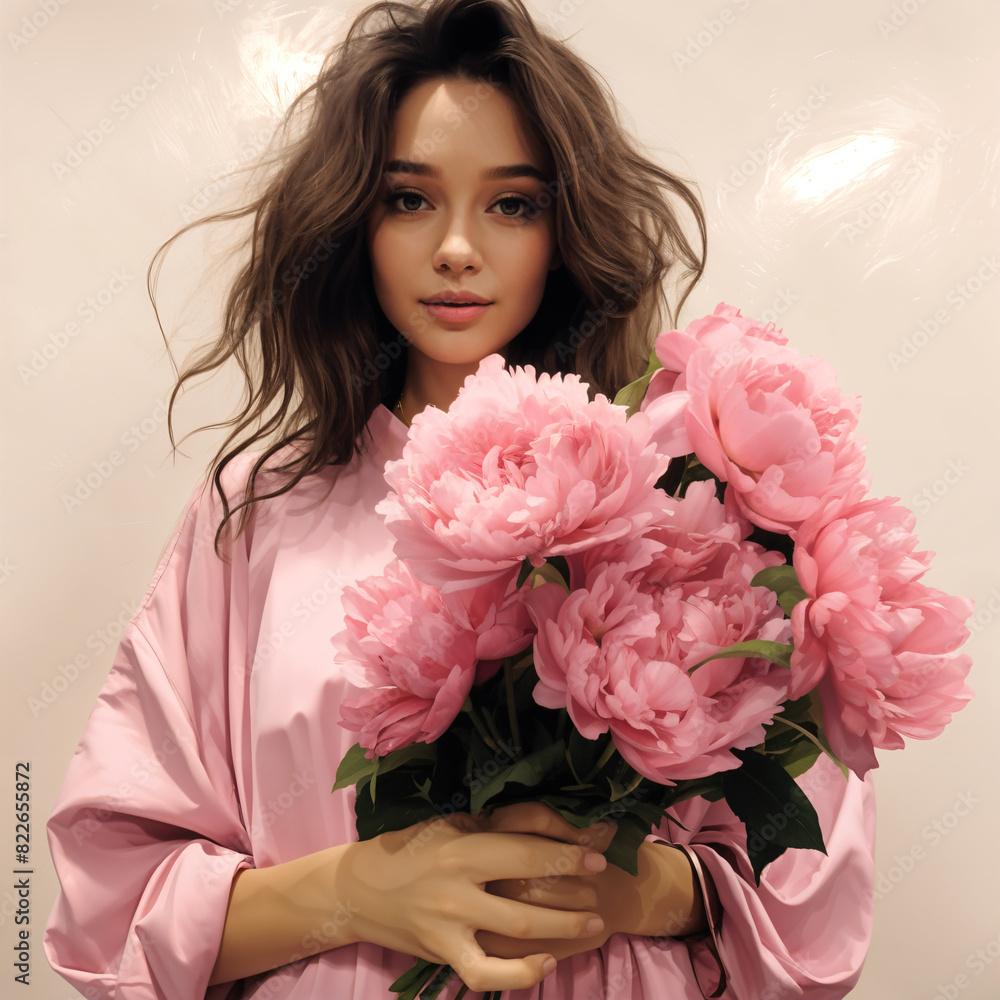 Fototapeta premium woman with flowers