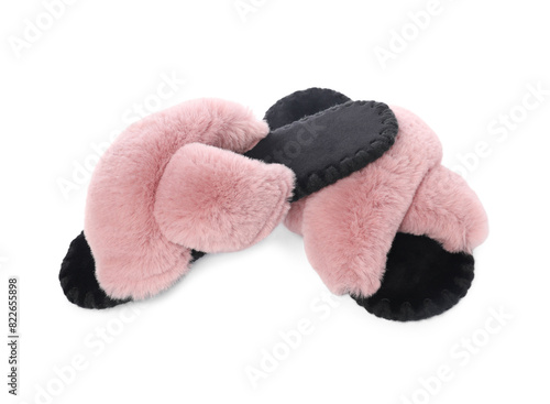 Pair of soft slippers isolated on white