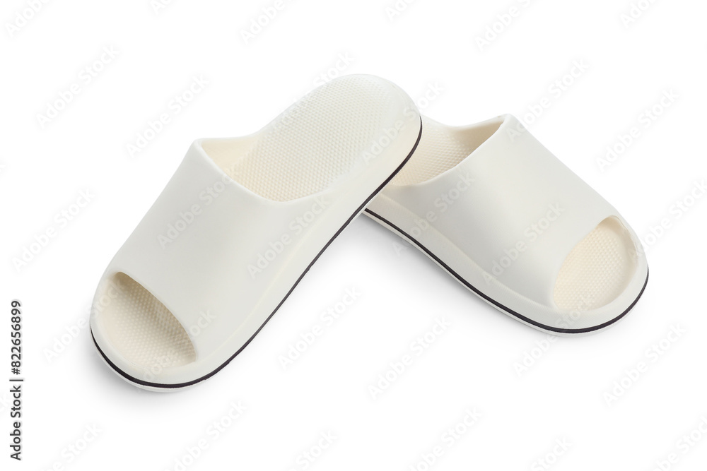 Pair of rubber slippers isolated on white Pair of rubber slippers isolated on white