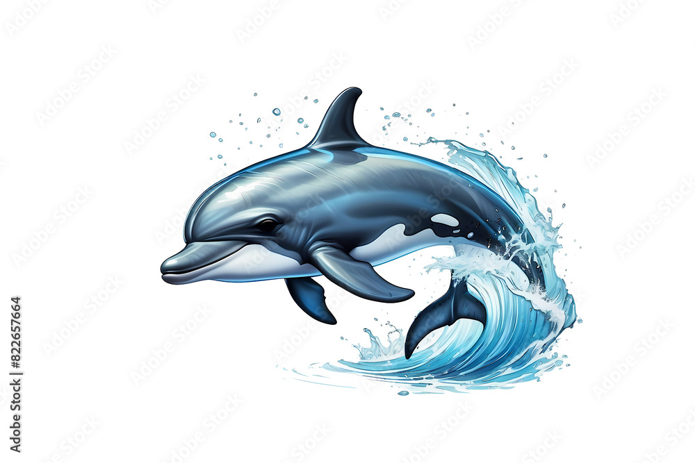 Obraz premium A beautiful drawing and illustration of a cool and beautiful and cute dolphin