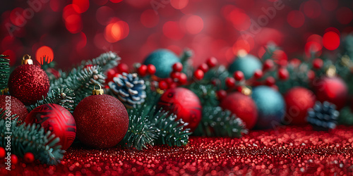 Festive Decorations on Empty Canvas - Minimalist Christmas Design