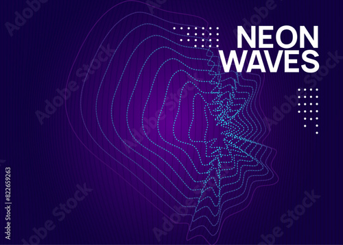 Night Club Banner. Electro Cover. Techno Concert Element. Violet Music Set. Green Party Background. Electronic Audio Illustration. Dj Design. Pink Night Club Banner